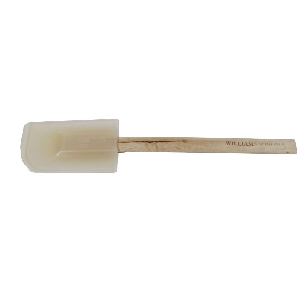 Williams Sonoma Silicone Spatula Scraper Wood Handle Clear White Heat Resistant
